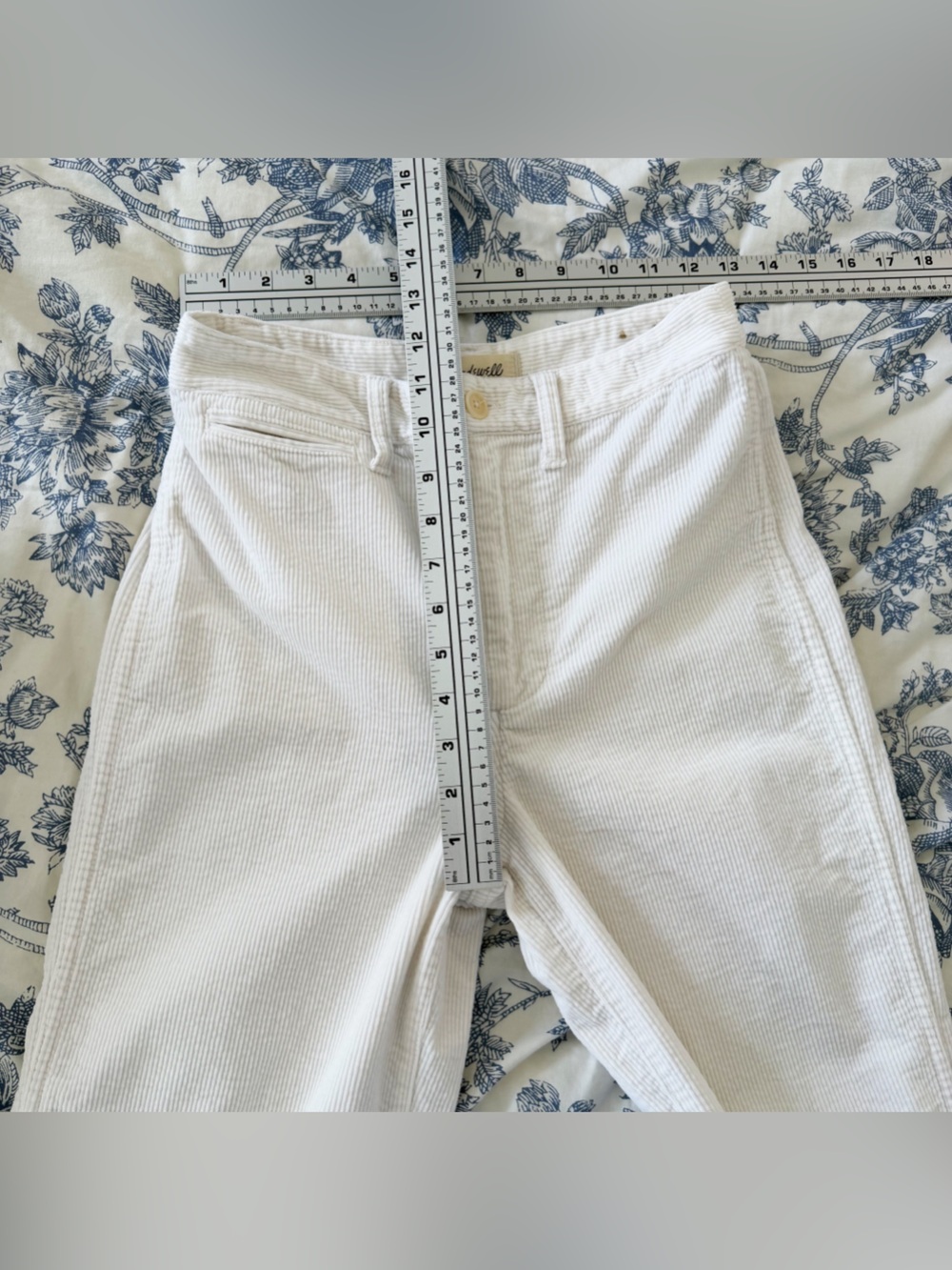 Madewell Pants Womens 25 Emmett White Wide Leg Corduroy Patch Pockets - Picture 6 of 8